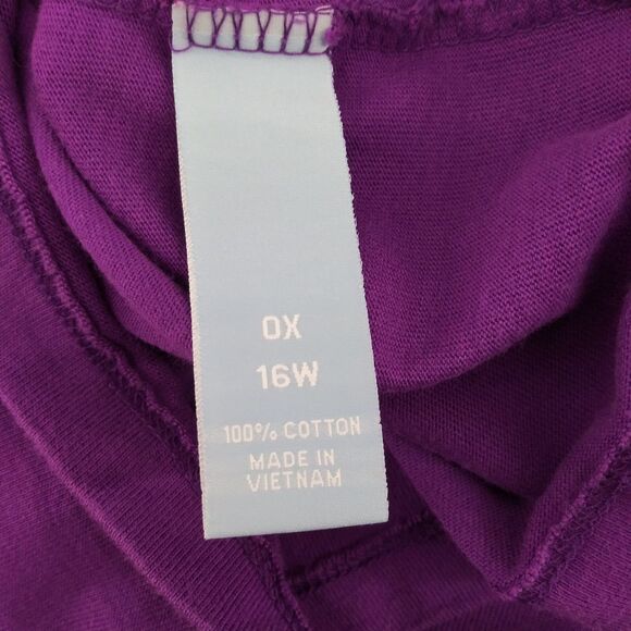 Liz & Me Shirt Women Size 16W Purple Short Sleeve Accented Neckline Pullover Top - Picture 6 of 7